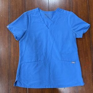 FIGS Scrub Top Women’s Medium Blue V-Neck Technical Collection Medical